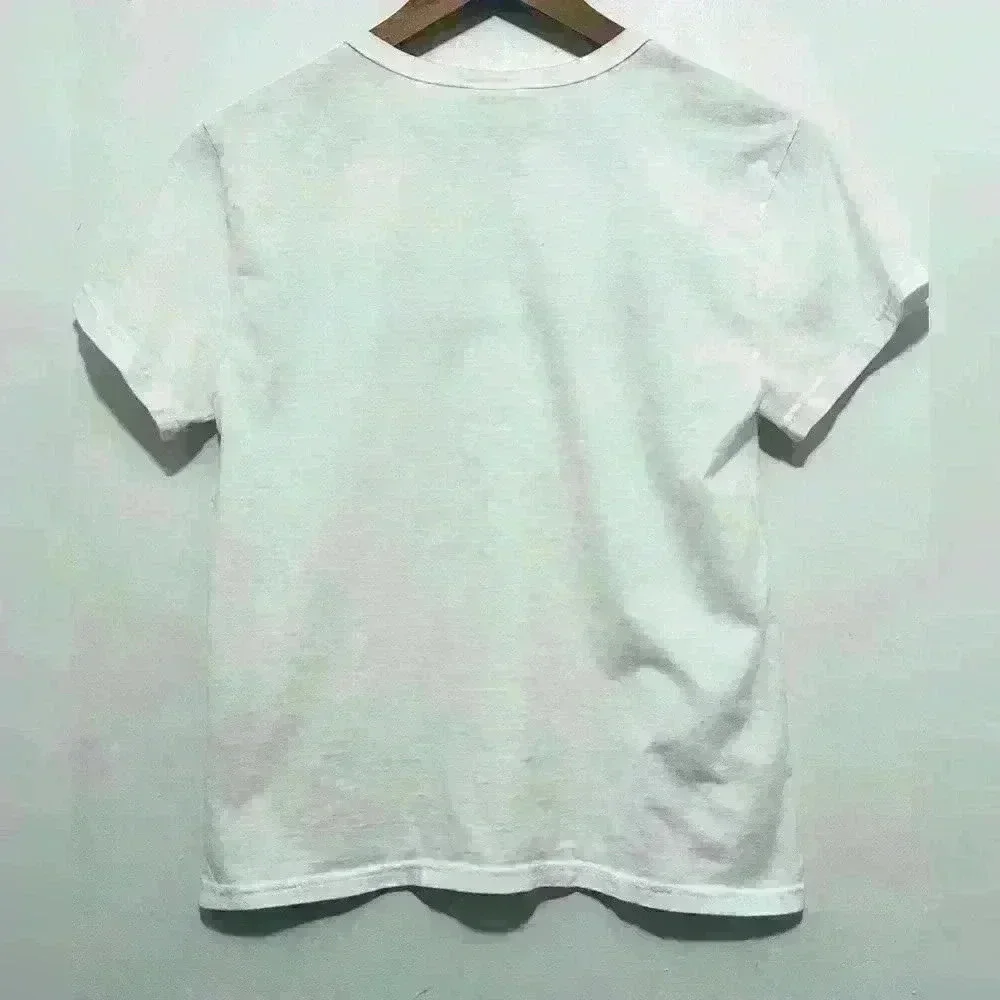 Champion Classic T-Shirt, Women’s Size Medium, White with Navy Blue Script Logo